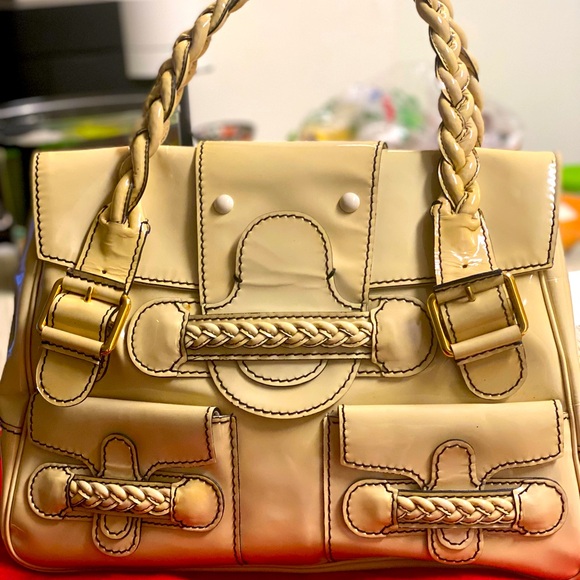 VALENTINO GARAVANI Histoire" Limited Edition Braided Handle Patent Leather  Bag - Picture 10 of 10